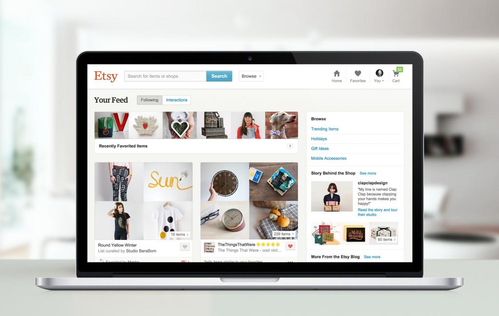 Etsy Desktop Ansicht